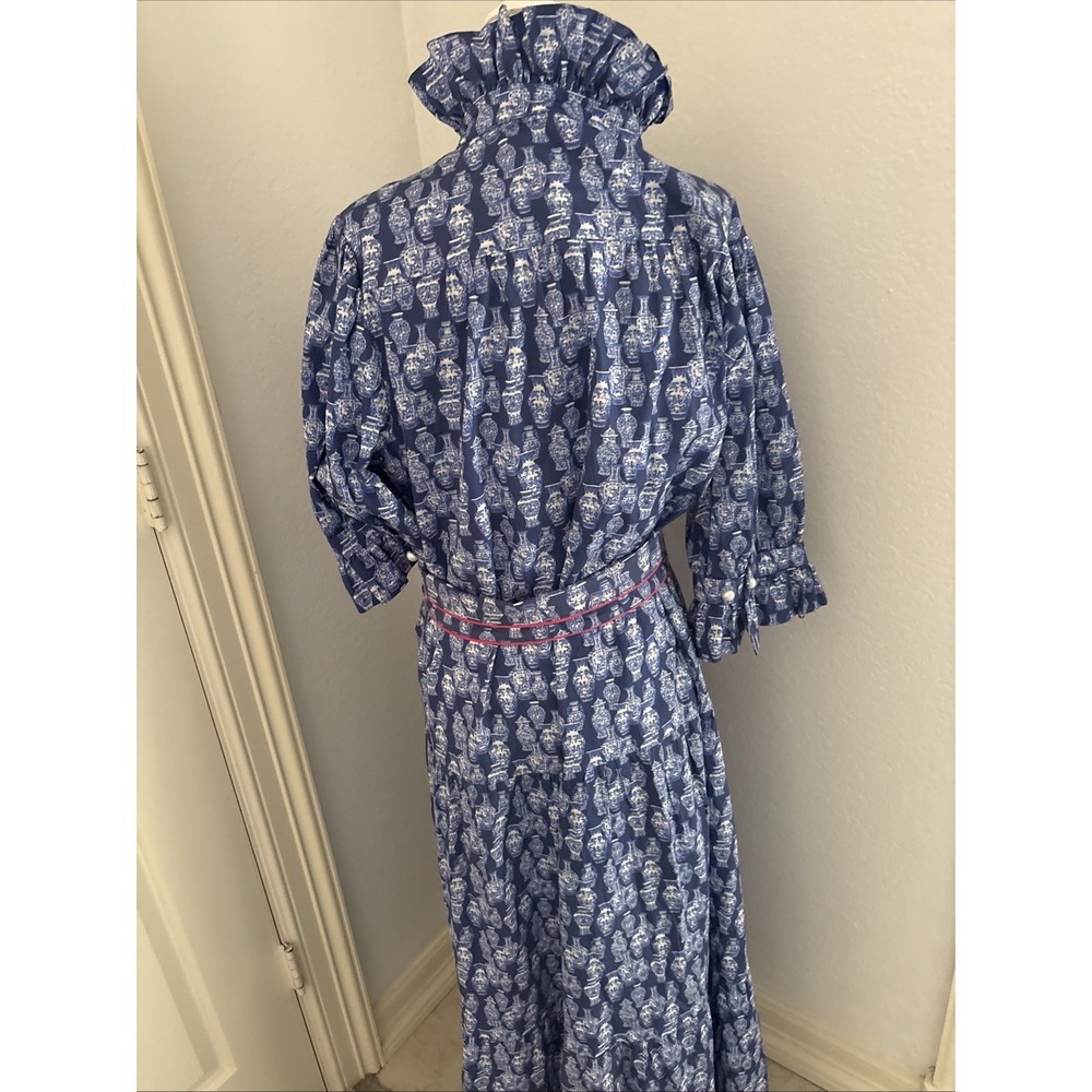 Pittypats Clothing Co Arcadia Dress XL Blue White Ginger Jar Chinoiserie Maxi - Picture 8 of 11